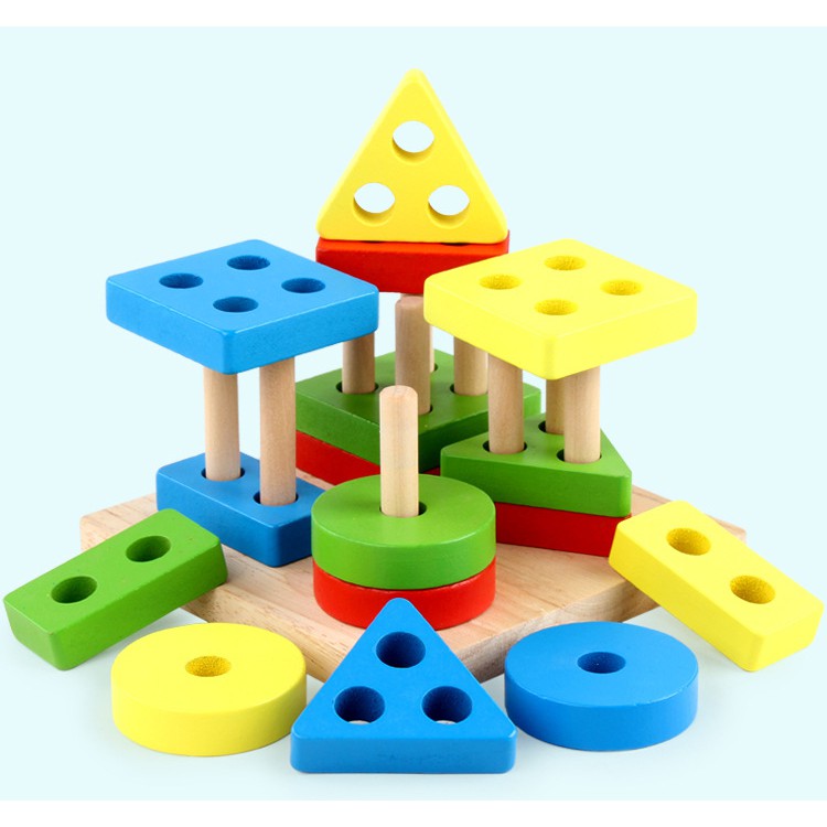 [Tặng rubic đơn 99k] Bộ đồ chơi lắp ghép hình khối cho bé học toán đầu đời