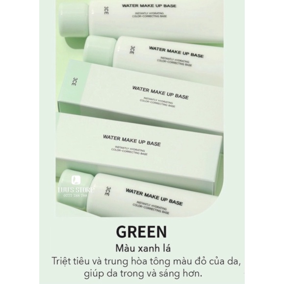 Kem Lót Điều Chỉnh Màu Da 3CE Water Make Up Base