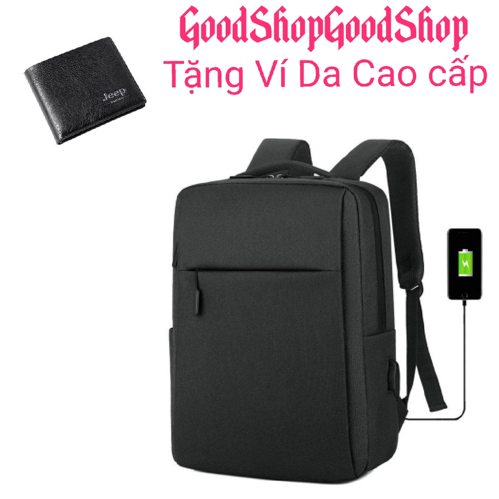 Balo laptop nam nữ chất liệu chống thấm nước cao cấp G0031 tặng ví nam da cao cấp và cáp nối sạc tiện dụng