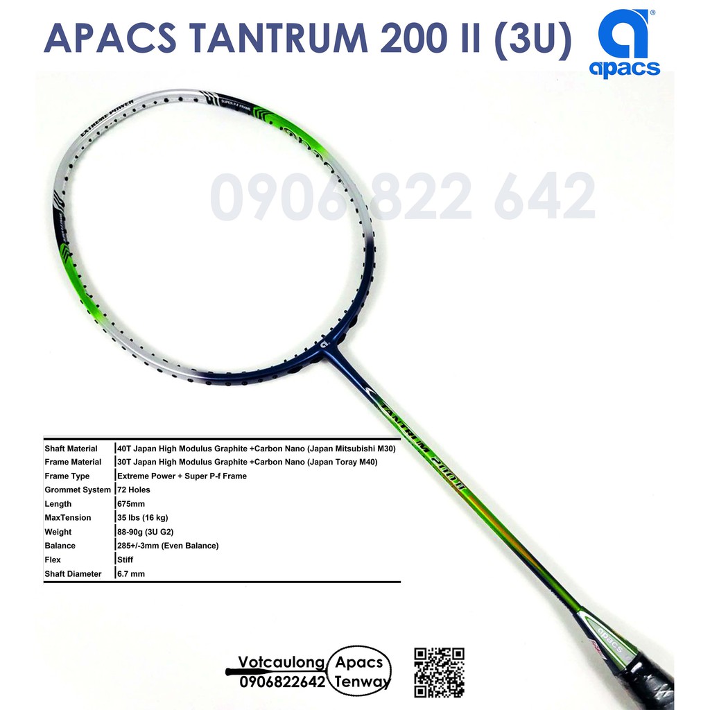 [Vợt cầu lông Apacs Tantrum 200 II - 3U]