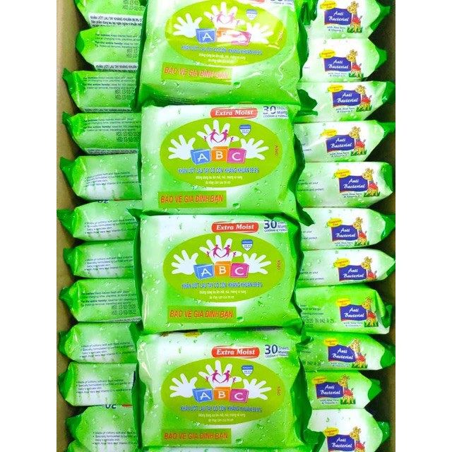 Khăn Ướt Lau Tay Kháng Khuẩn ABC Khử Mùi - 30 Tờ