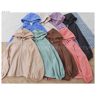 [KN381]💜 Áo khoác nỉ bông có mũ tay bồng ulzzang (Có sẵn/ảnh thật)