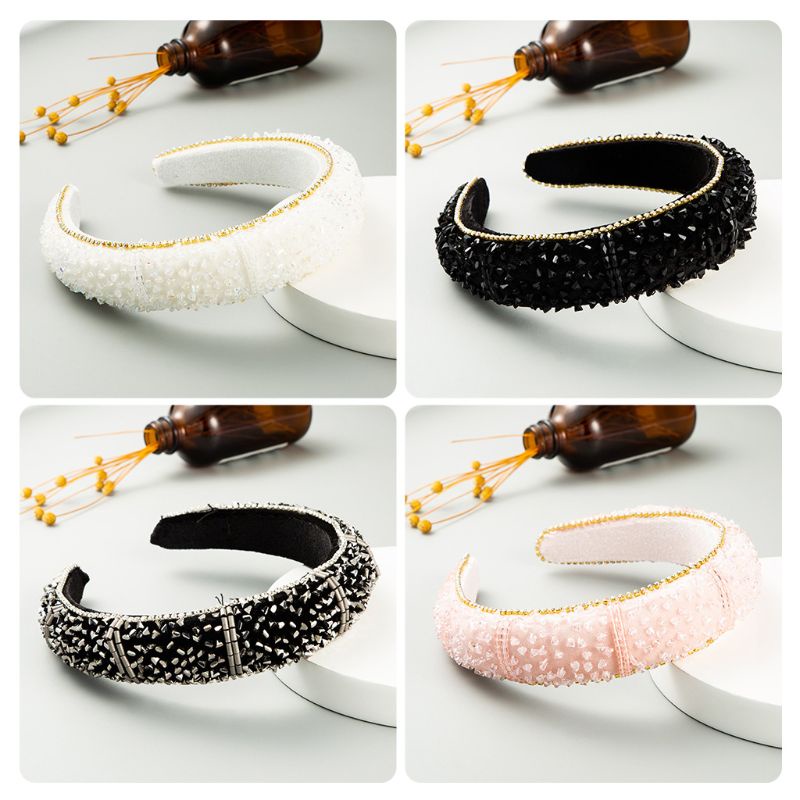 Băng Đô Vải Nhung Bản Rộng Đính Đá Lấp Lánh