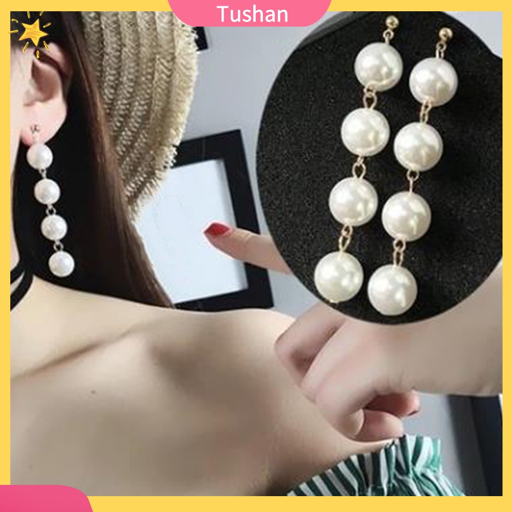 Khuyên Tai Dáng Dài Đính Ngọc Trai Nhân Tạo Thanh Lịch Cho Nữ