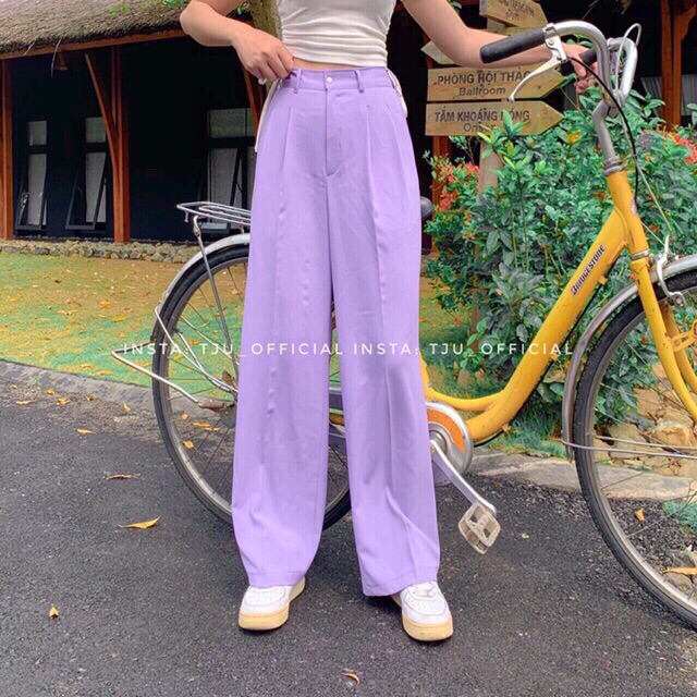 Quần culottes tím và đen suông dài 100cm ❤️