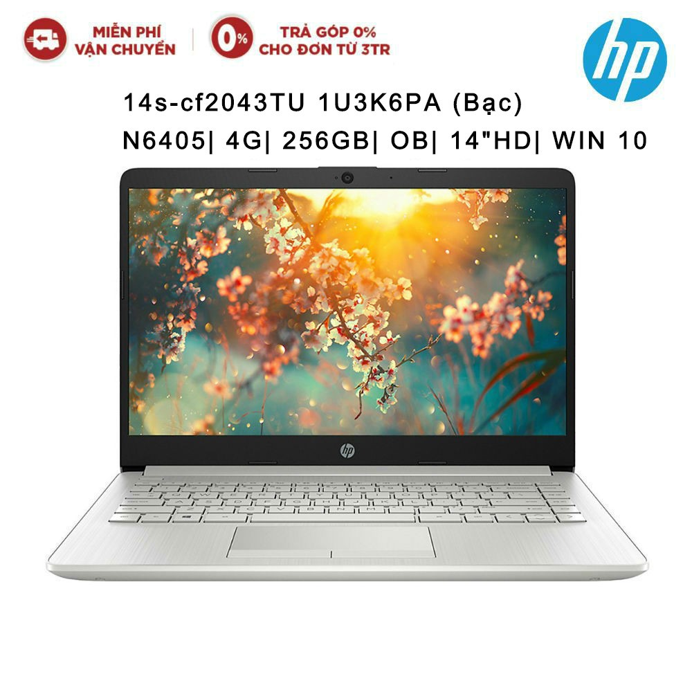 Laptop HP 14s-cf2043TU 1U3K6PA (Bạc) N6405| 4G| 256GB| OB| 14&quot;HD| WIN 10