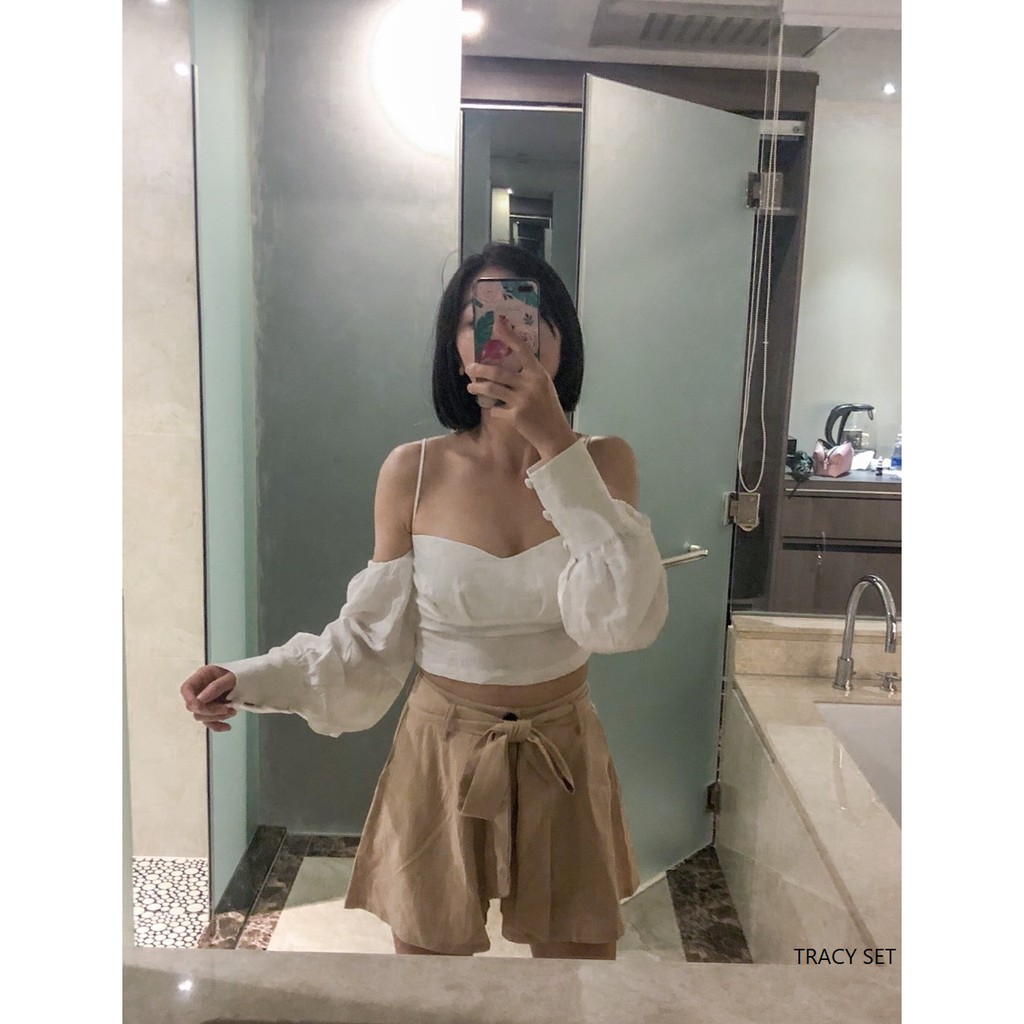 NAPUBEE Set ÁO Croptop Tay Dài &amp; Quần Short TRACY SET