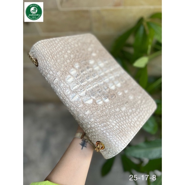TÚI NỮ ĐEO CHÉO/ KEP NÁCH DA CÁ SẤU THẬT Size 26 CÁ SẤU GÒ VẤP