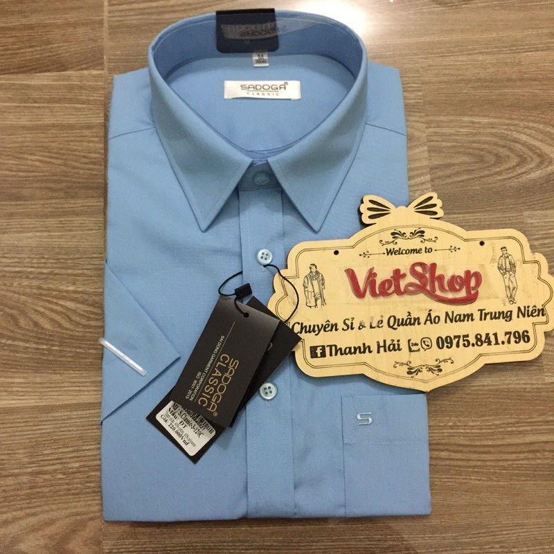 Áo sơ mi ngắn tay nam trung niên hàng công ty SADOGA+ẢNH THẬt