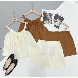 Set ngủ vải lụa 2 màu be, hồng