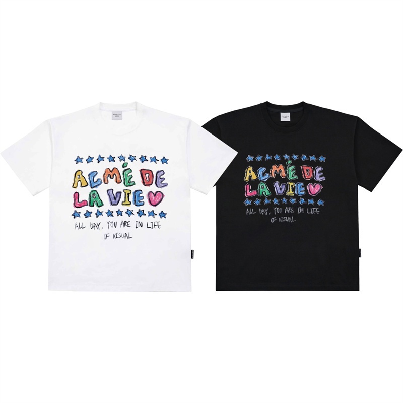 Áo Thun Cotton Tay Ngắn Dáng Rộng In Chữ Acme-de-Lie Thời Trang Thể Thao Cho Nam Và Nữ
