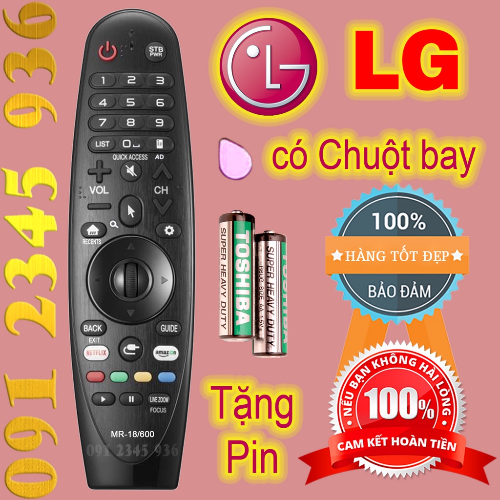 Điều khiển tivi LG mẫu năm 2016 2015 2014 2013 2012 có Chuột bay Không giọng nói Magic Remote MR-18/600 Made in TAIWAN