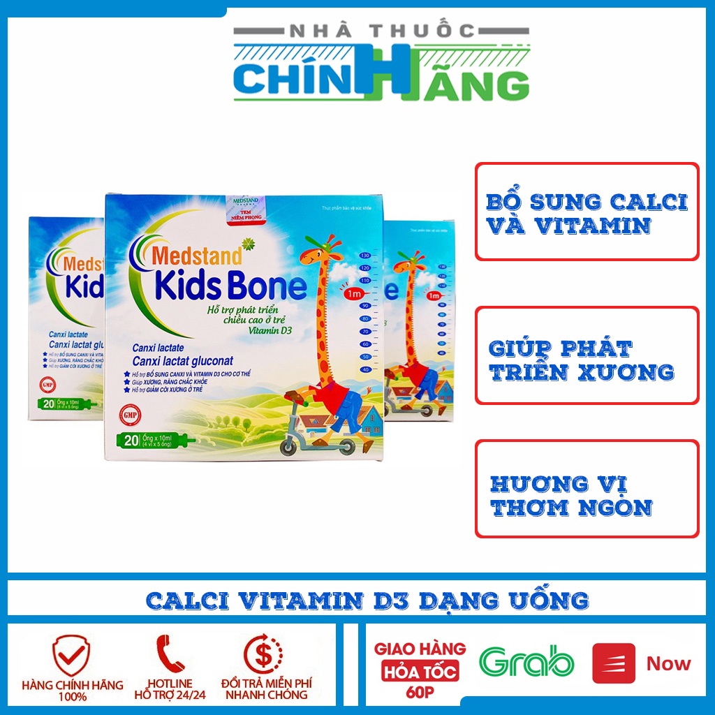 Medstand Kids Bone - Calci Vitamin D3 dạng uống giúp phát triển xương