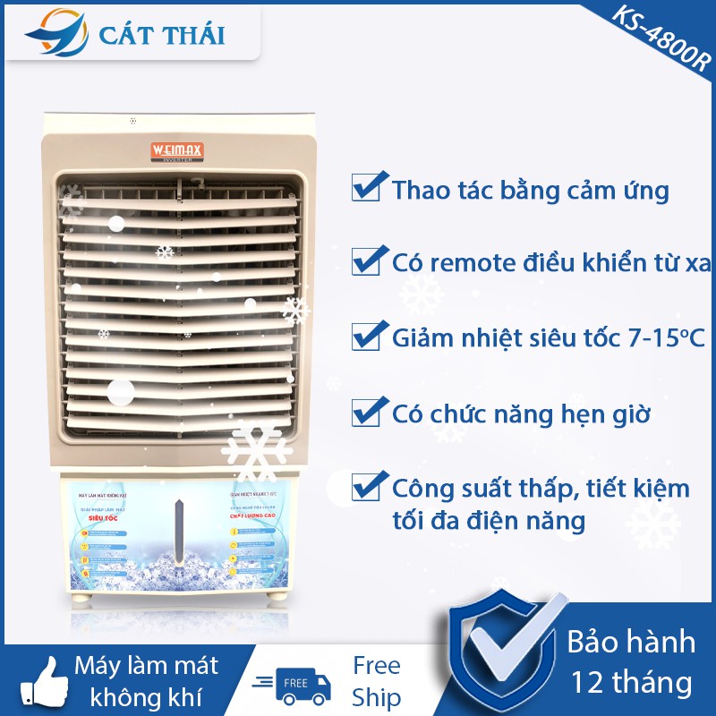 Quạt điều hòa KS-4800R công suất 145W, giảm nhiệt siêu tốc 7-15 độ C, tiết kiệm điện năng, có chức năng hẹn giờ tiện lợi