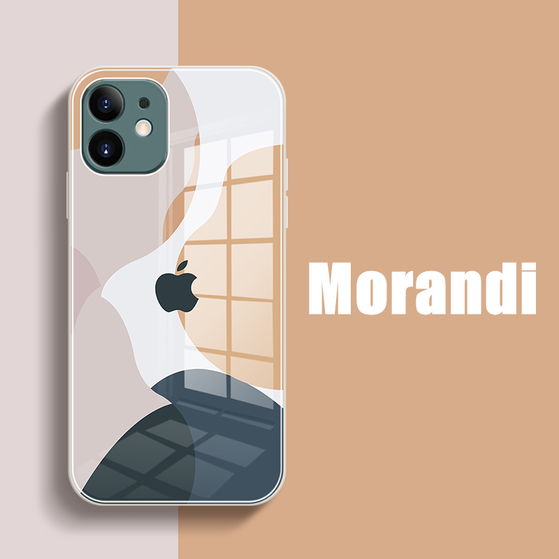 [MORANDI] Ốp điện cốc thủy tinh cho iphone 12  pro max i11 pro 7+ 8+ 8Plus SE 2020 iphone x xs max XR 12 mini i8 watercolor tempered glass hard case