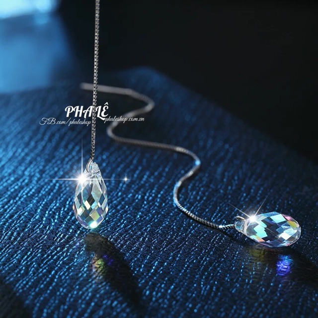Bông Tai Pha Lê Hình Giọt Nước Được Thiết Kế Từ Pha Lê Swarovski và Bạc S925