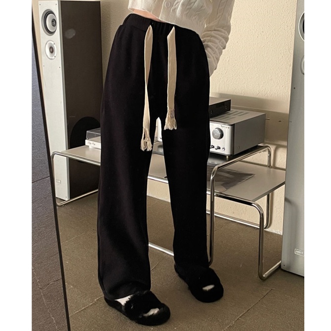 Quần ống rộng Phối Dây Rút Thời Trang Cá Tính Trẻ Trung