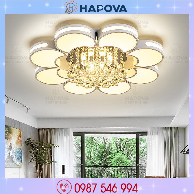 Đèn ốp trần, đèn trần phòng khách bằng pha lê HAPOVA NAVI 0903