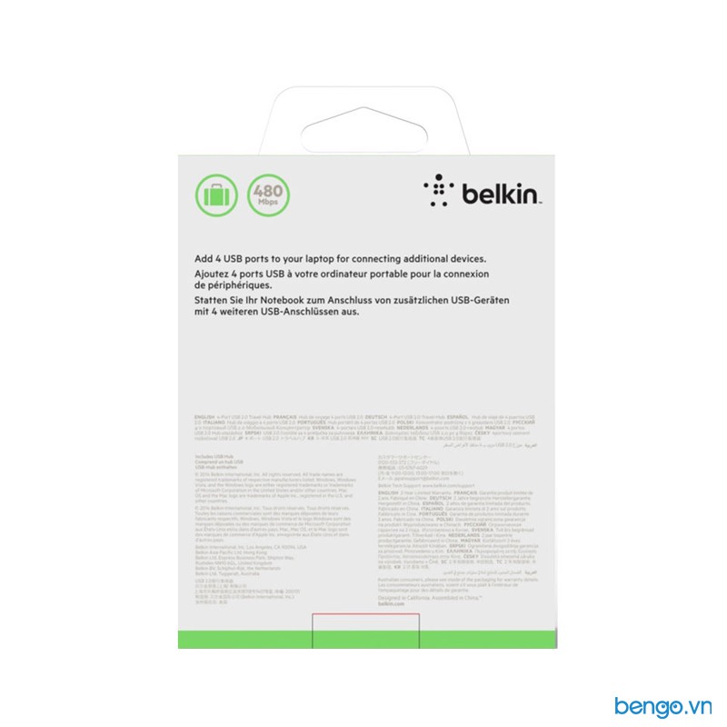 Hub Belkin 4 Cổng USB 2.0 Travel - F4U042bt