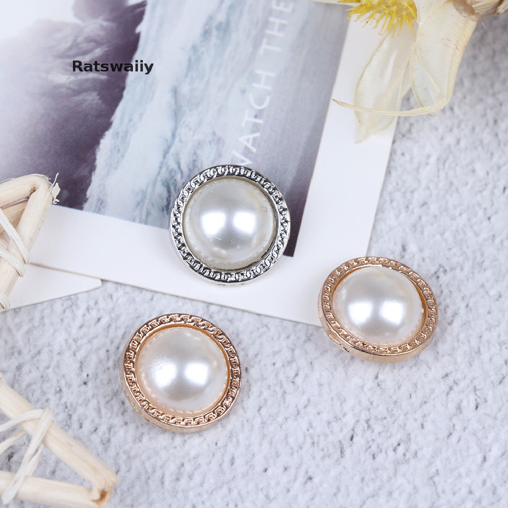 Set 10 nút áo đính ngọc trai giả bằng kim loại