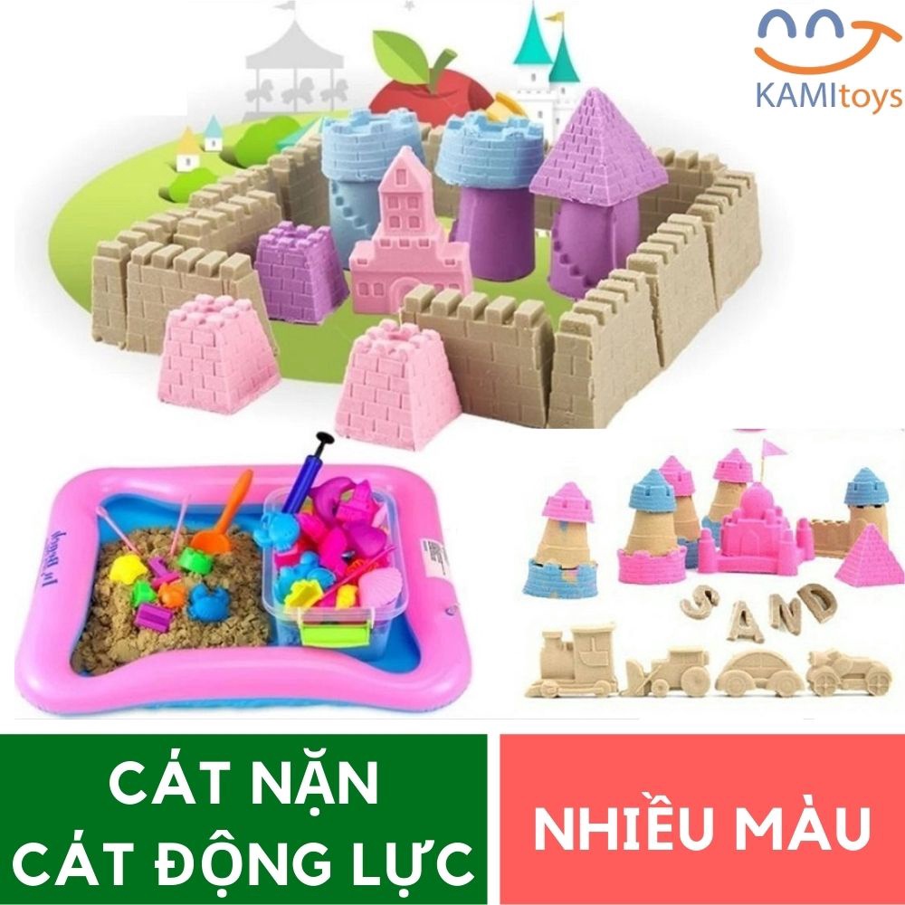 Đồ chơi cho bé gái cát nặn động lực ❤Đủ bộ Khuôn+Bể+1kg Cát❤ vi sinh an toàn cho trẻ em