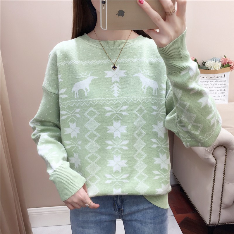 Xả hàng - Áo len nữ họa tiết Giáng Sinh 2H16