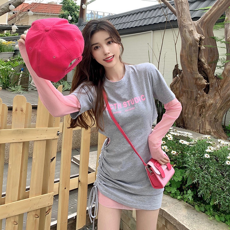 COZOK Set Đầm Lưới Tay Dài Thời Trang Dành Cho Nữ