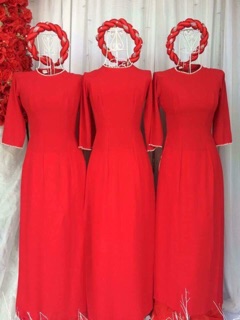 Áo dài trơn màu đỏ (cả bộ)
