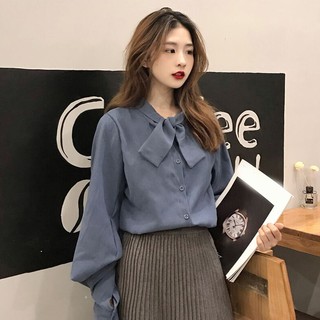 Áo sơ mi cổ nơ, tay bồng phong cách thời trang Hàn Quốc