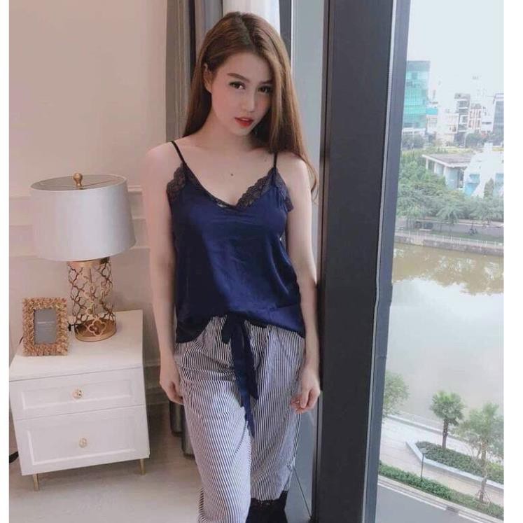 Đồ Ngủ Pijama Lụa Quảng Châu Cao Cấp @ Dây Dài Loại I
