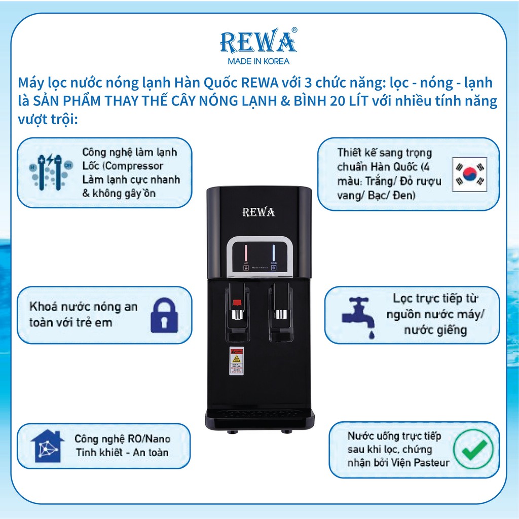 Máy lọc nước nóng lạnh để bàn Rewa RW-NA-218 | BigBuy360 - bigbuy360.vn