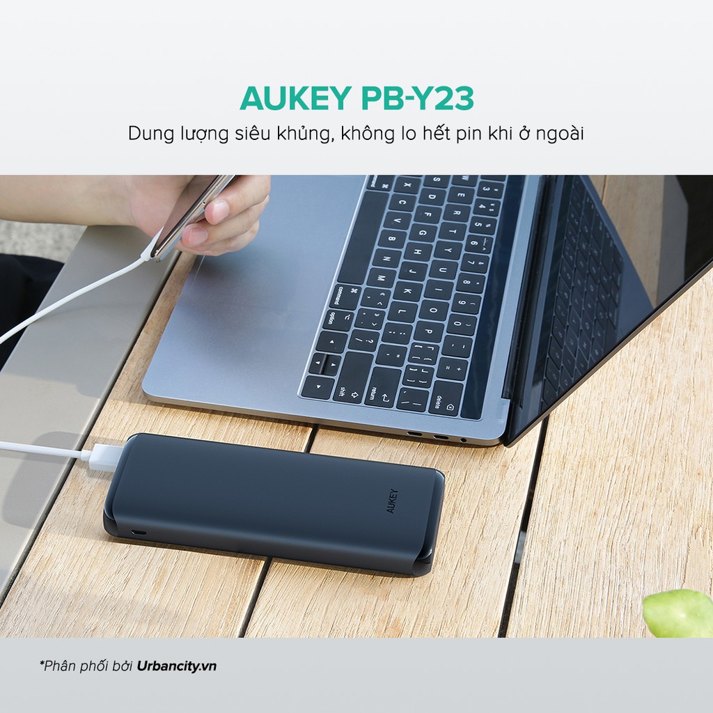 ♛Pin Dự Phòng 20000mAh AUKEY PB-Y23, QC 3.0, PD 18W, Cổng Lightning In 18W