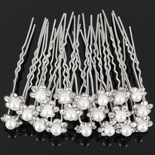 Set 20 trâm cài tóc đính ngọc trai và kim cương nhân tạo dùng tạo kiểu tóc cô dâu