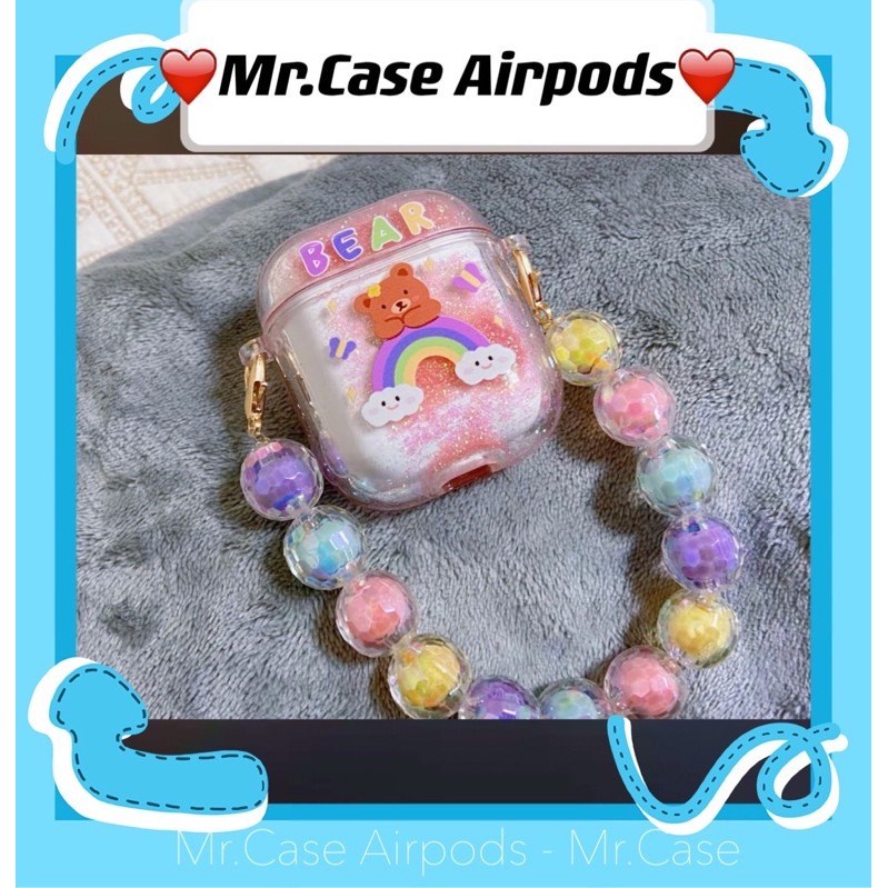 Case Airpods 1/2 Pro Vỏ Ốp Đựng Tai Nghe Bear Cầu vòng - Mr.Case