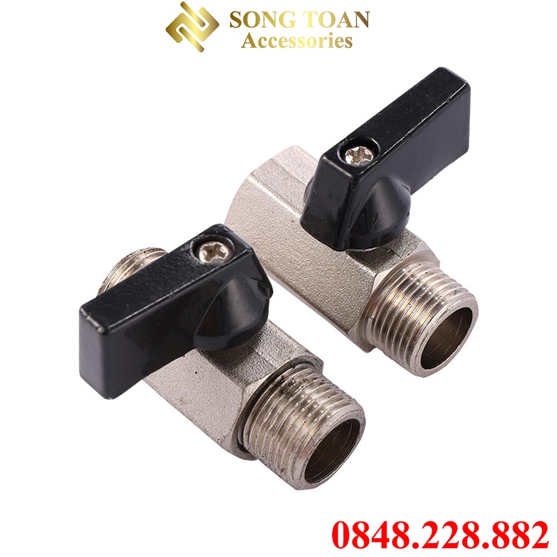Van Bi Tay Mini Khóa Ren Trong Ten Ngoài Ren 9.6 13 17 21 - Đồng Thau Mạ Niken - Dùng Trong Thiết Bị Hơi Khí Chất Lỏng