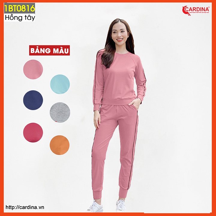 Bộ thu đông nữ CARDINA chất cotton Nhật cao cấp kiểu dáng thể thao năng động 1BT08.