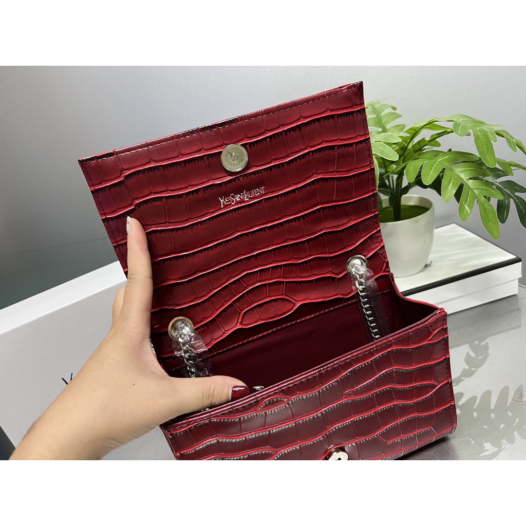 Túi xách đeo chéo, túi đeo vai da rắn 7602 dây xích thời thượng