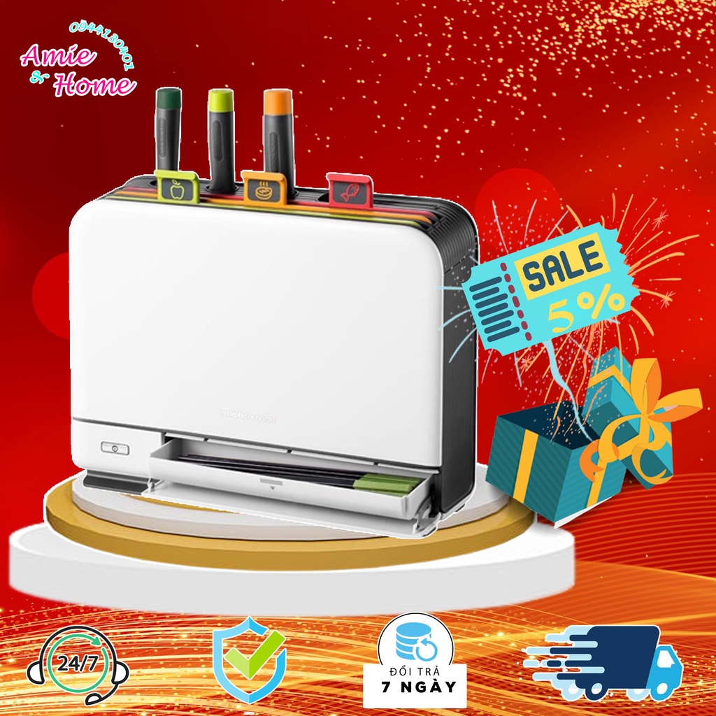 Máy sấy và tiệt trùng khử khuẩn tia cực tím UV Morphy Richards màu trắng ( kèm bộ dao thớt) bảo hành 12 tháng