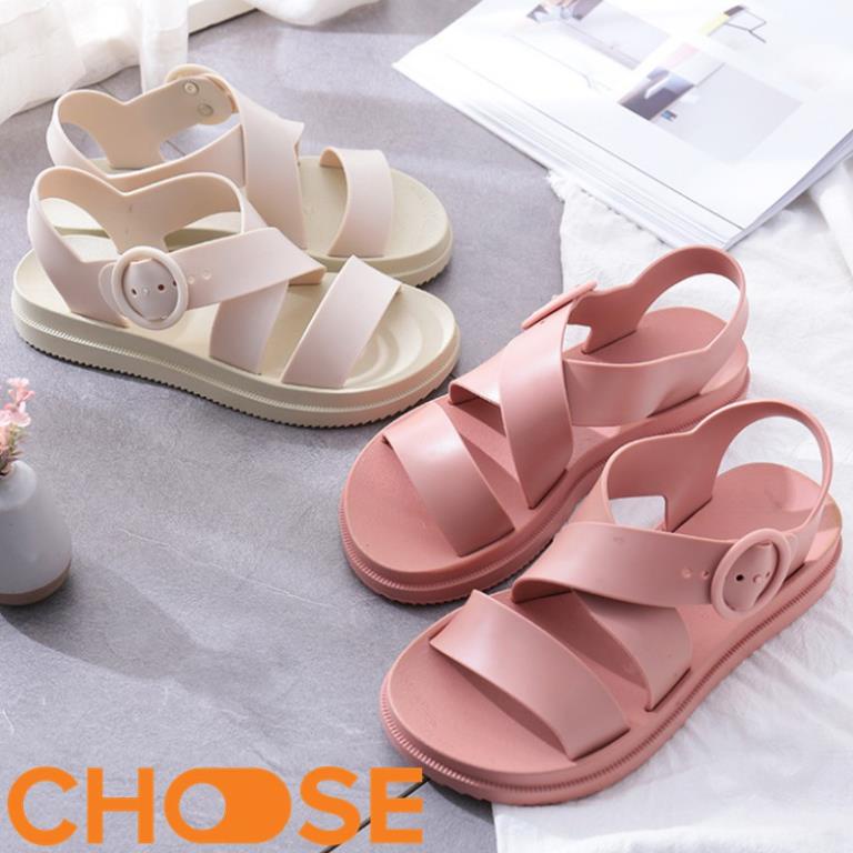 ✒ Giày Nữ Choose GIÁ RẺ Sandal CHỐNG NƯỚC Cao Su Quai Chéo