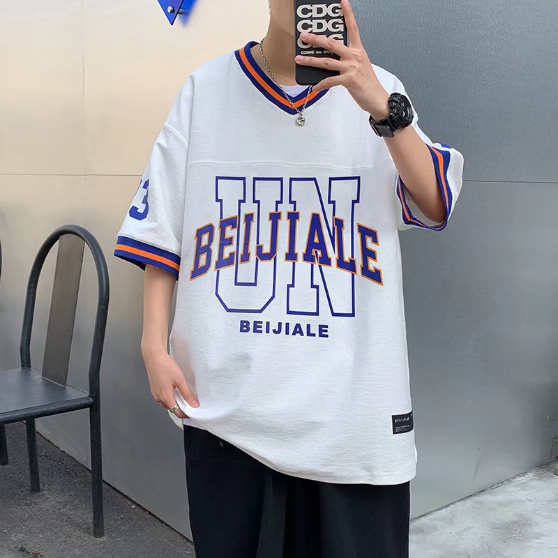 Áo Thun Nam Ngắn Tay In Chữ Phong Cách Hip hop Năng Động