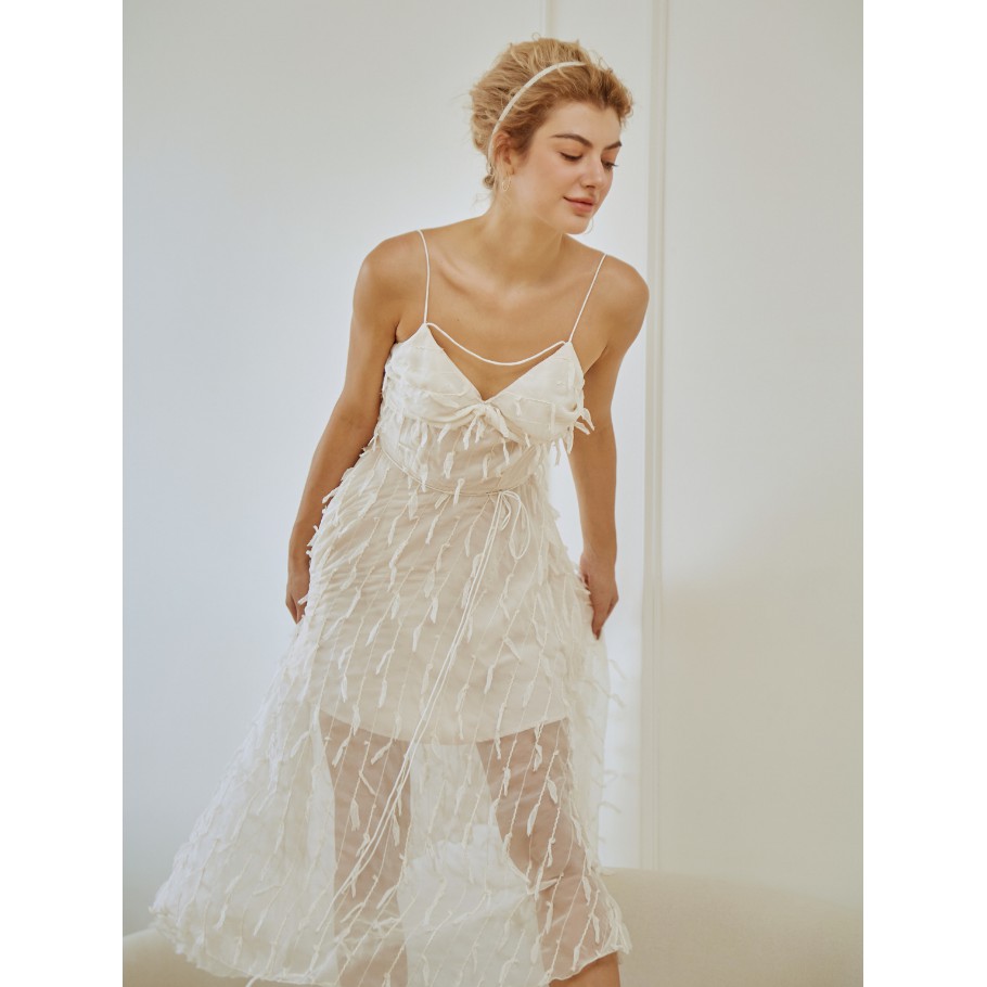 COCO SIN - Đầm 2 Dây Trắng Maxi Xoắn Nơ | BigBuy360 - bigbuy360.vn