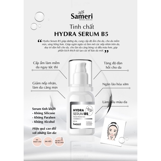 Serum tinh chất dưỡng da, chống lão hoá, làm sáng da B5 Hydra Sameri [Sam Natural]