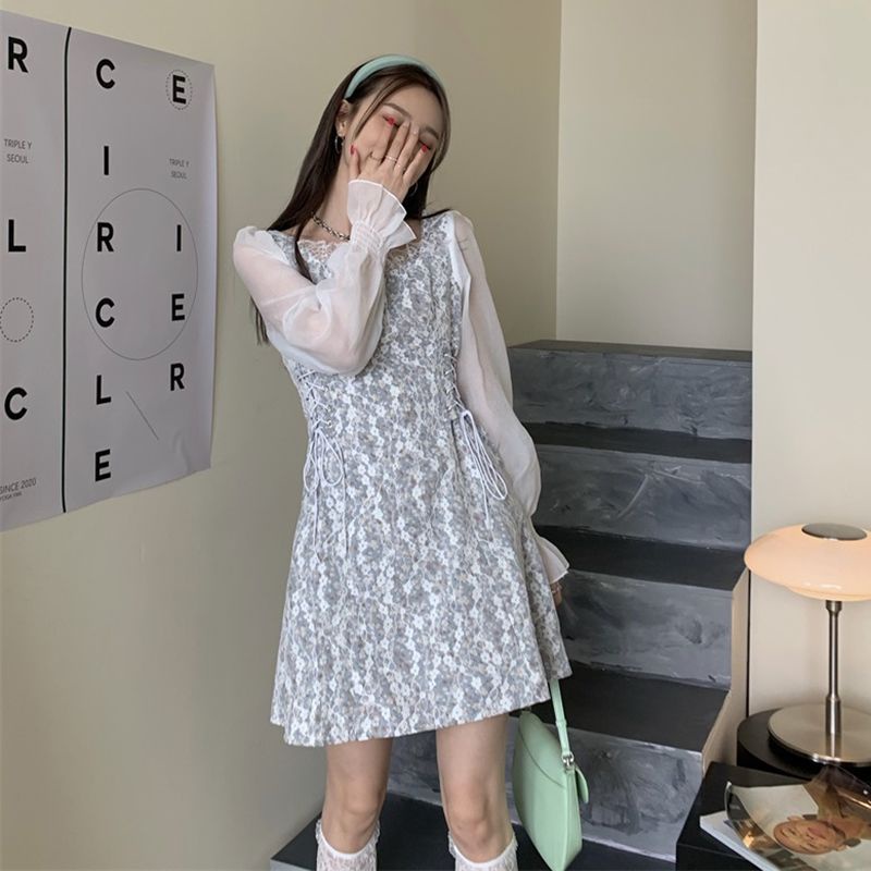 Đầm liền váy nữ thắt eo dài tay phong cách trẻ trung năng động 2021