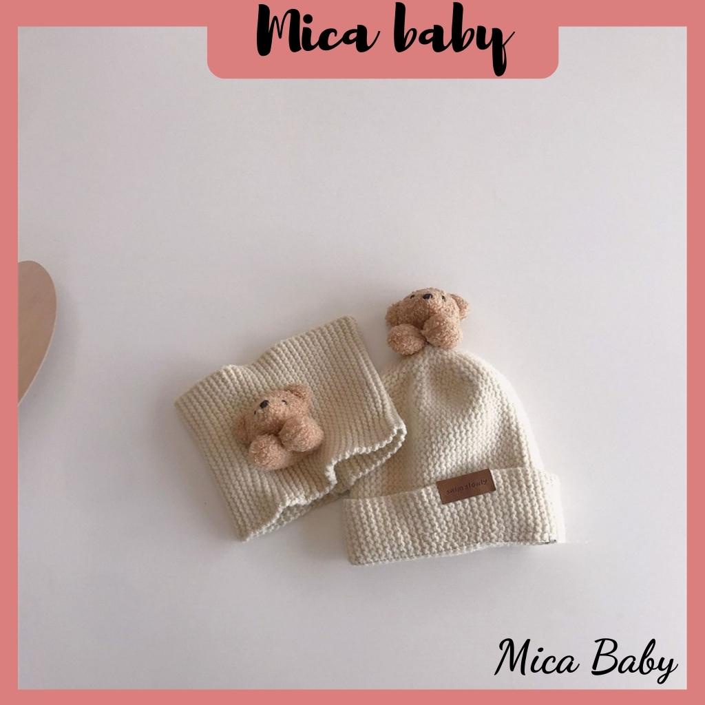 Set mũ + khăn gấu bông ấm áp, xinh xắn cho bé từ 1-5 tuổi Mica baby ML40