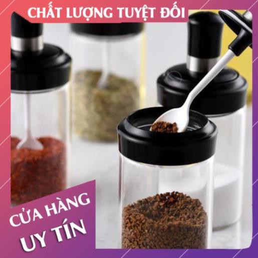 [Hàng loại 1] Hủ đựng gia vị kèm muỗng, lọ đựng gia vị thủy tinh có nắp thìa  - LanChiMart