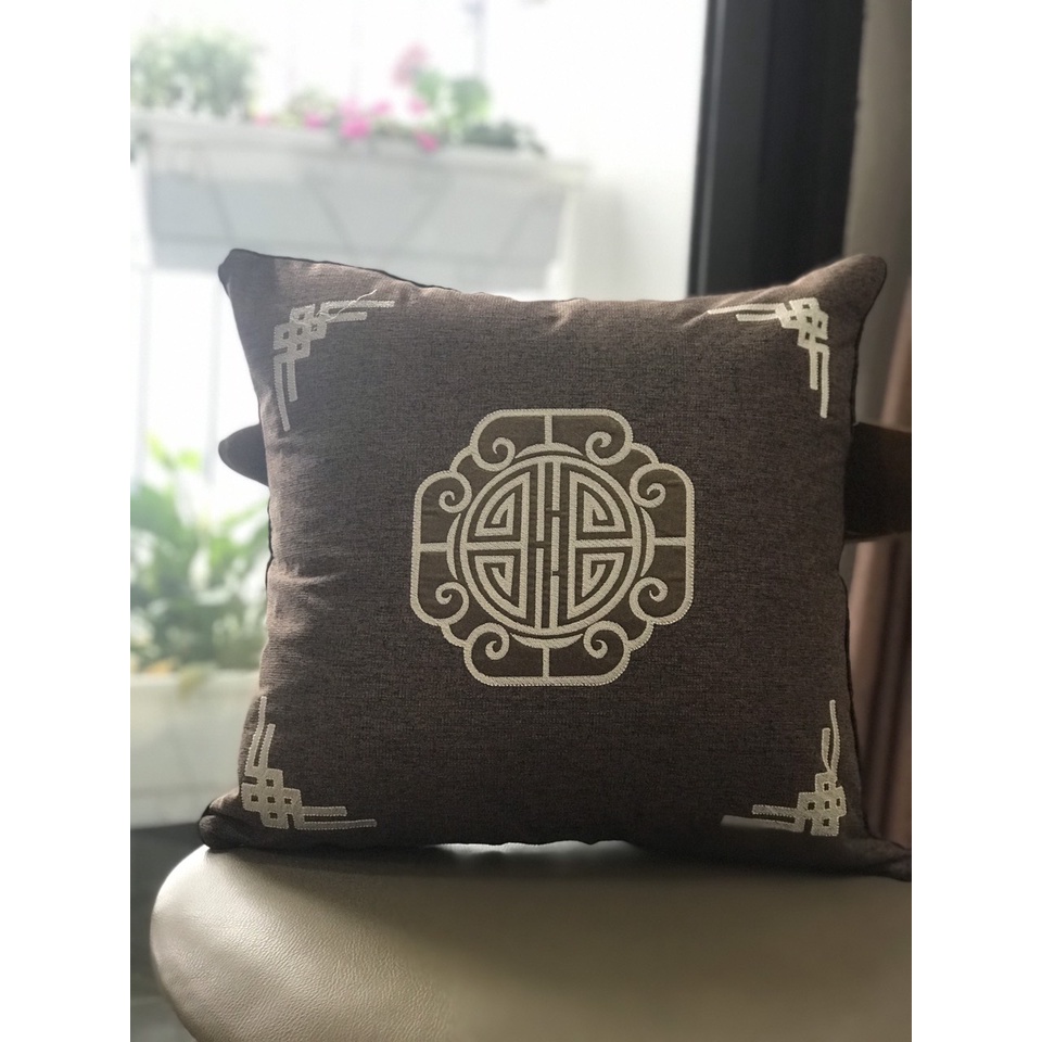 Gối tựa lưng gối tựa sofa vuông 45x45 kèm vỏ ruột bông Microfiber thêu hoa văn hiện đại nhiều màu