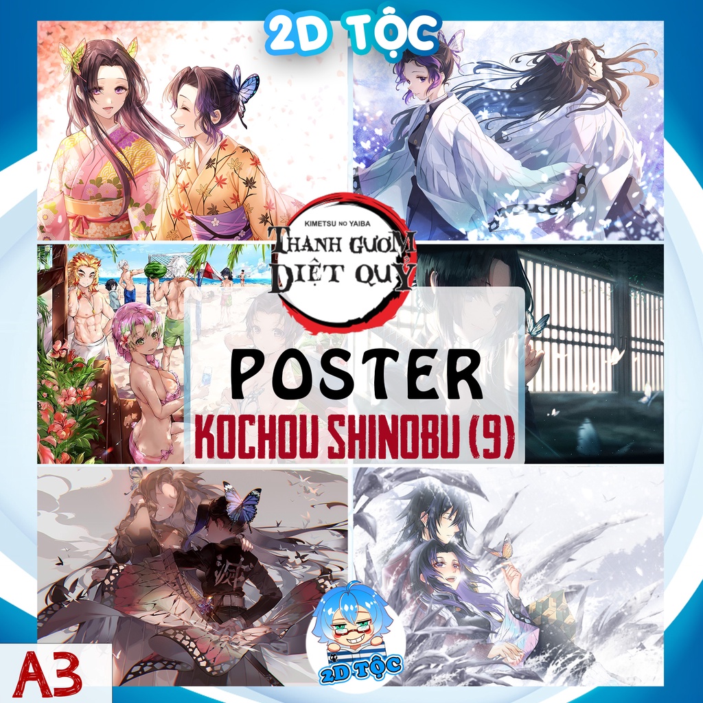 Poster A3 cao cấp treo tường Kochou Shinobu  (9) Anime Manga Kimetsu No Yaiba by 2d tộc shop