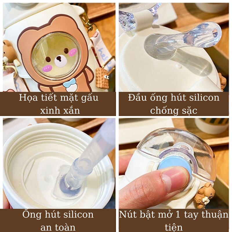 Bình nước trẻ em hình gấu dễ thương TiLoKi TBN12 dung tích 720ml