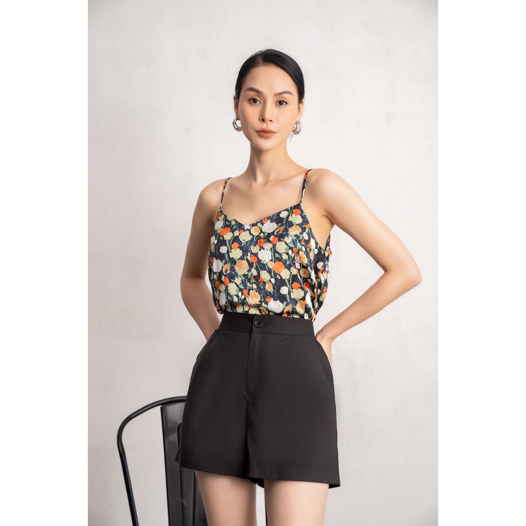 Quần short kaki nữ đen Eva de Eva 22SQSE001D