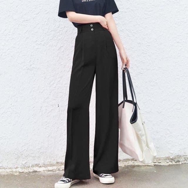 [GIÁ XƯỞNG] Quần Culottes Ống Rộng Cạp Cao Hai Cúc Chất Mát Đứng Form